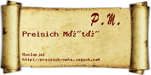 Preisich Máté névjegykártya